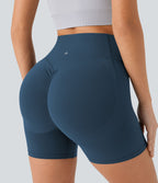 Short cycliste 12,5 cm d'entraînement gainant galbant taille haute avec effet scrunch et poches Halara UltraSculpt™