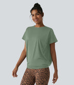 Haut de sport col rond manches courtes effet frais InstantCool avec fronces, protection solaire UPF50+