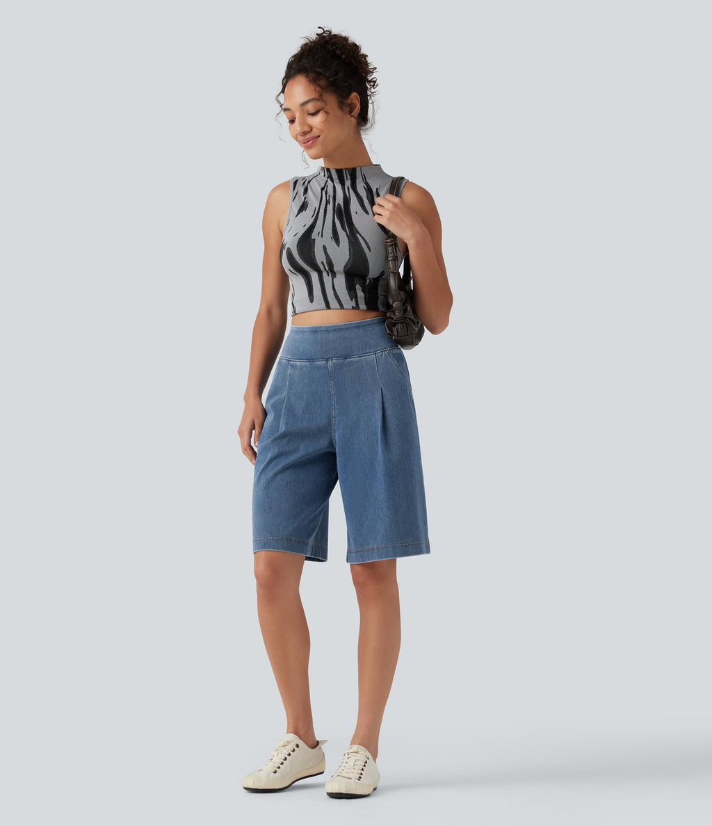 Halara Flex™ Short ample en jean décontracté taille haute 25 cm avec poches