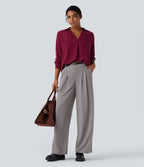 Chemise de travail col V manches longues avec poches
