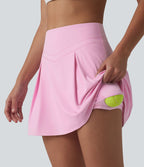 Jupe de sport 2-en-1 SoftlyZero™ Airy, taille mi-haute, effet ventre plat, froncée, avec poches - Protection solaire UPF50+