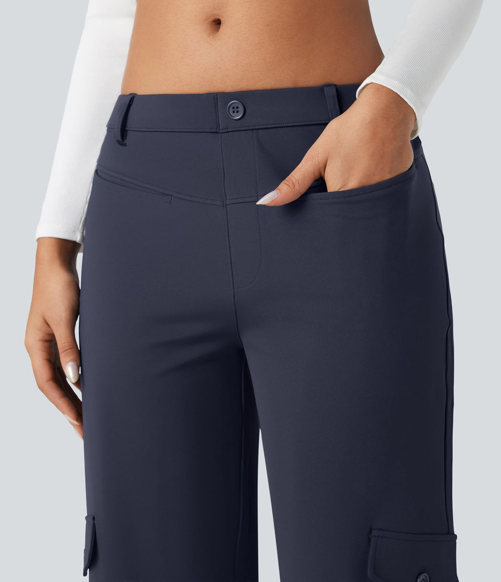 Pantalon tailleur thermique SoftlyZero™ Plush coupe droite taille mi-haute avec poches