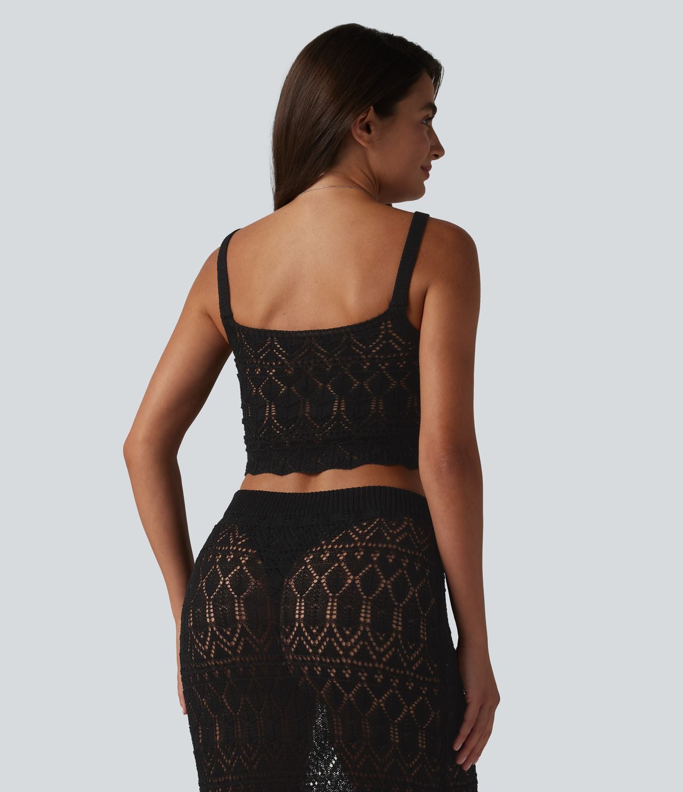 Débardeur pull crop à maille ajourée
