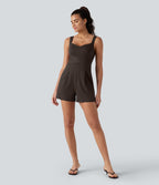 Combinaison décontractée à col en V avec soutien-gorge intégré et poches - Édition Easy Peasy