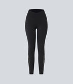 Softlyzero™ Legging Yoga 7/8 Taille Haute avec Poche au Dos Découpe Croisée et Dentelle Contrastante