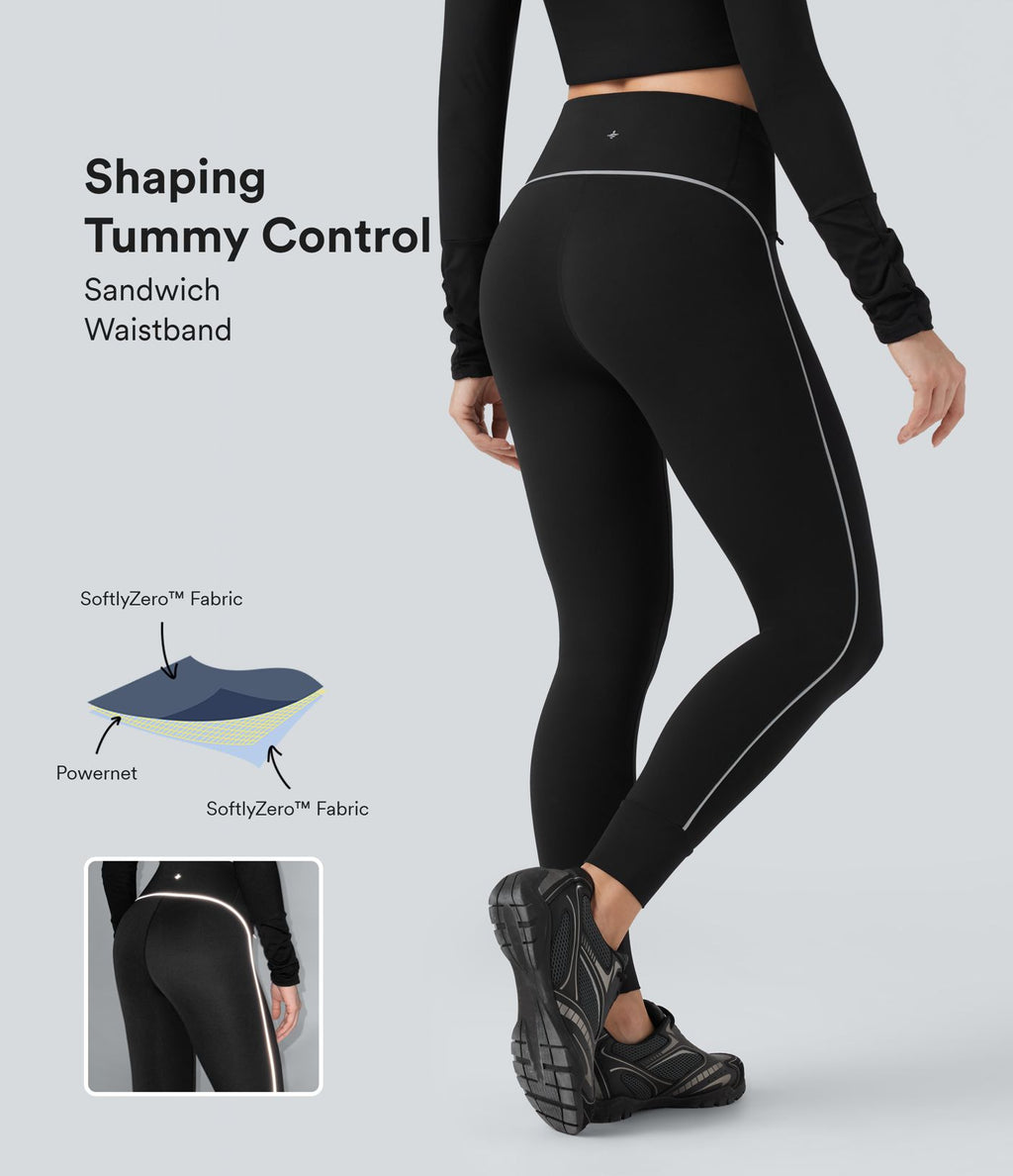 Legging de randonnée gainant taille haute réfléchissant avec poches - UPF50+ SoftlyZero™
