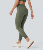 Legging yoga 7/8 taille haute chiné avec cordon de serrage et poches