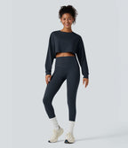 Top de sport yoga court col rond manches chauve-souris
