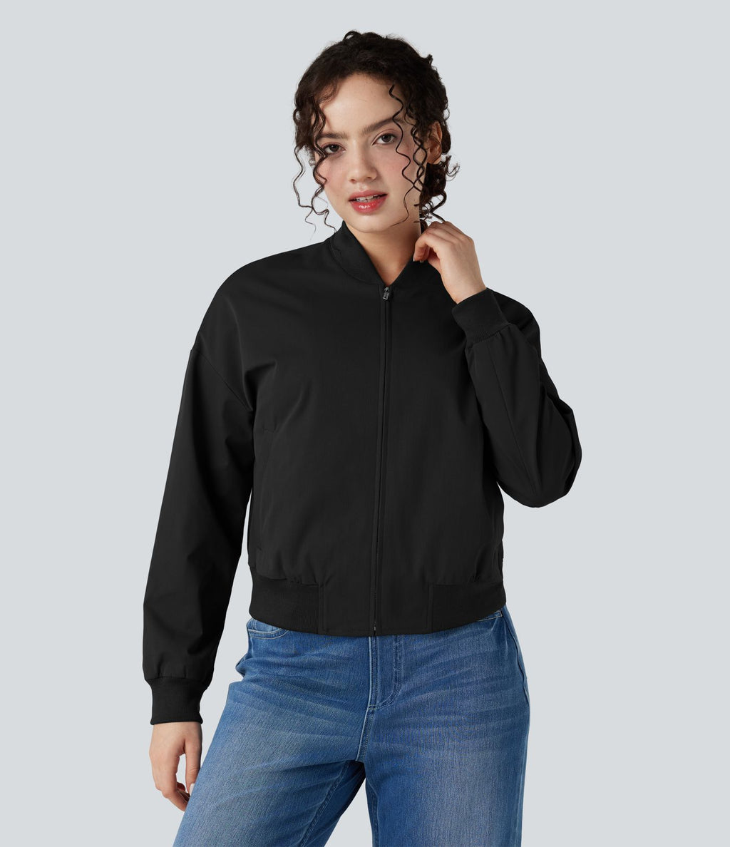 Veste bomber fermeture éclair coupe décontractée avec poches