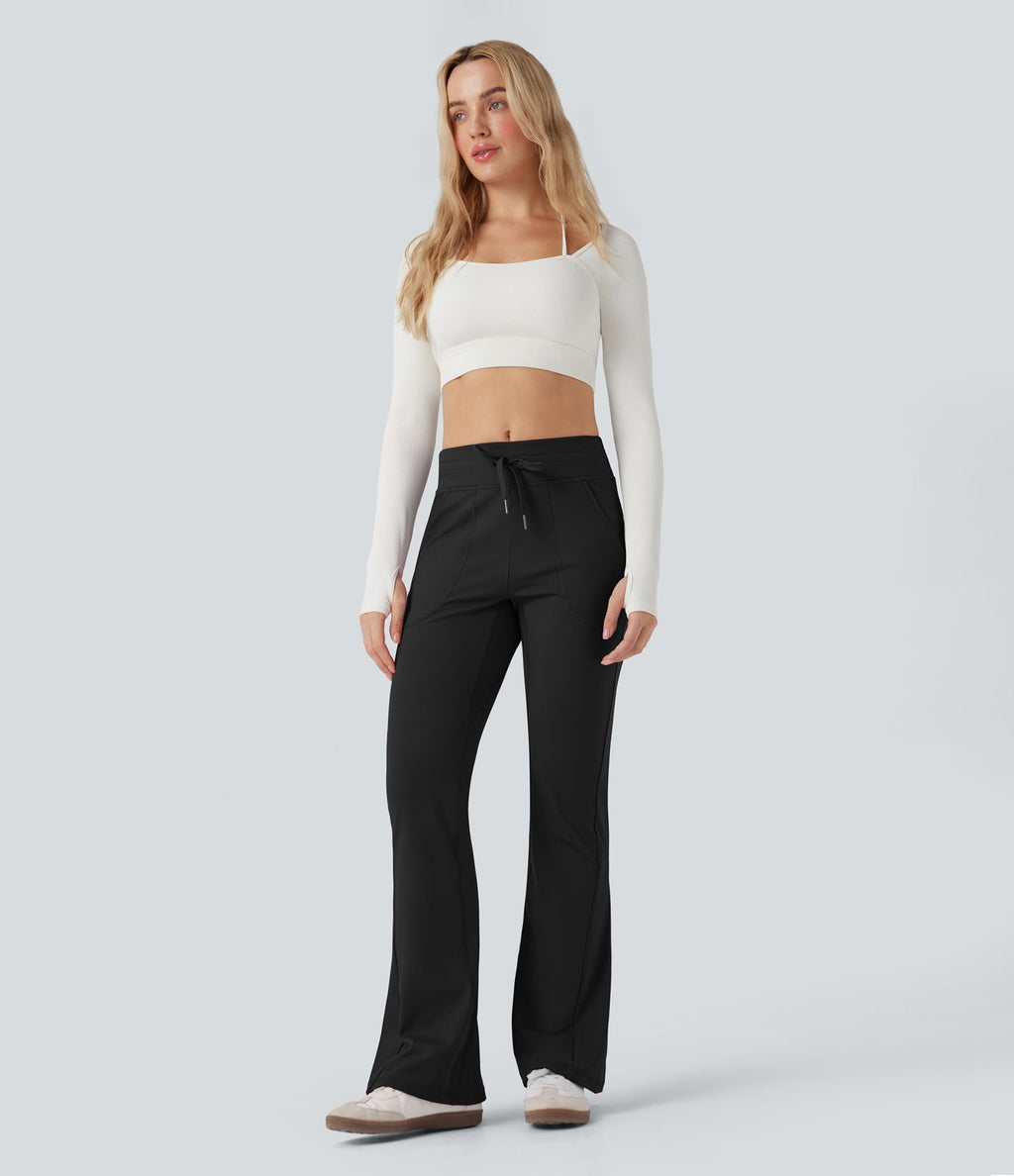 Pantalon évasé ajusté taille moyenne avec cordon de serrage DayStretch avec poches