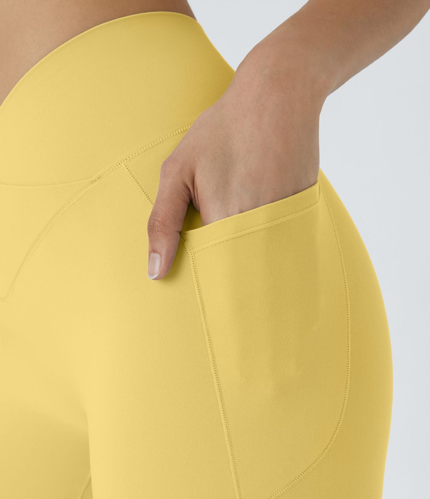 Softlyzero™ Short 17,5cm Yoga Taille Haute Crossover avec Poches Latérales