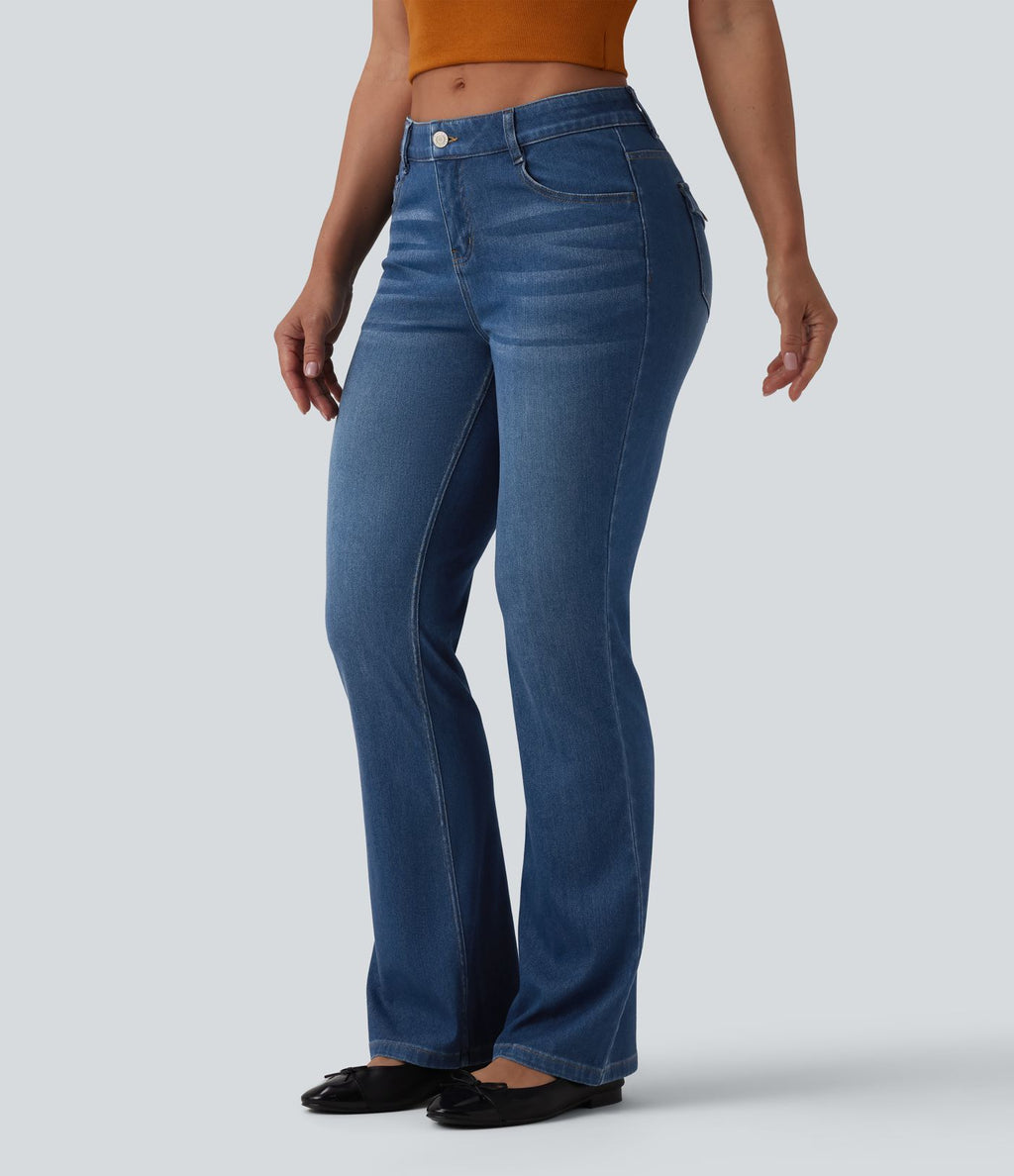 Halara Flex™ Jean bootcut casual taille basse en lyocell drapé, avec poches