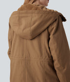 Parka sherpa polaire à capuche avec cordon de serrage et poches