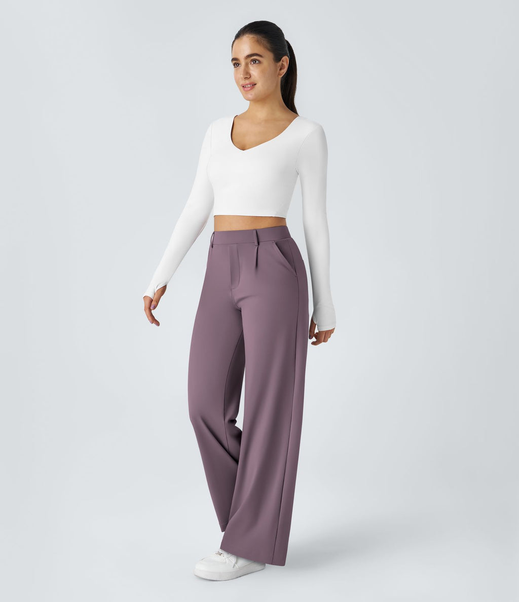 Pantalon tailleur Halara Flex™ DayStretch coupe droite taille haute avec poches