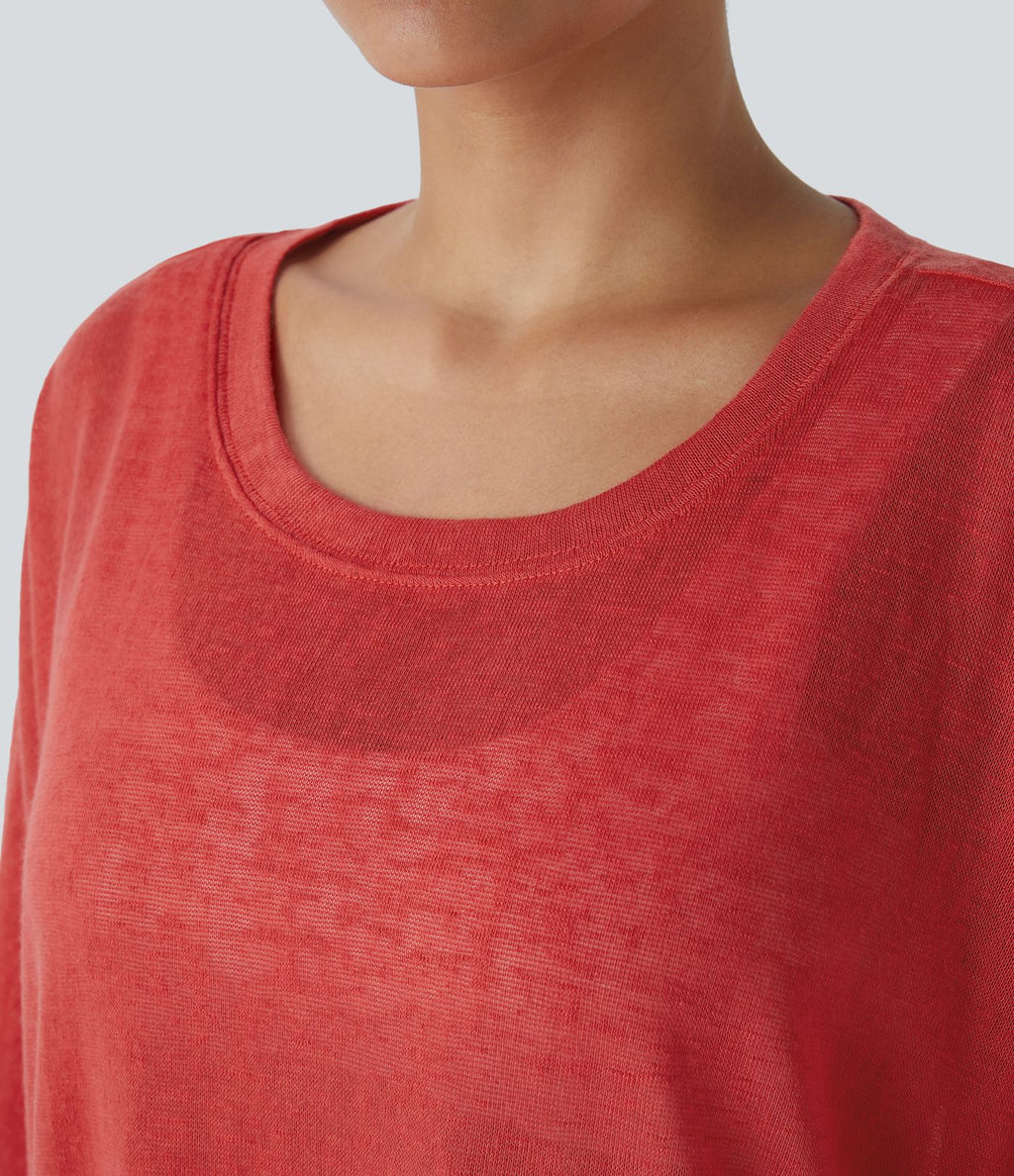 Top Casual Oversize Asymétrique Ourlet Fendu Transparent