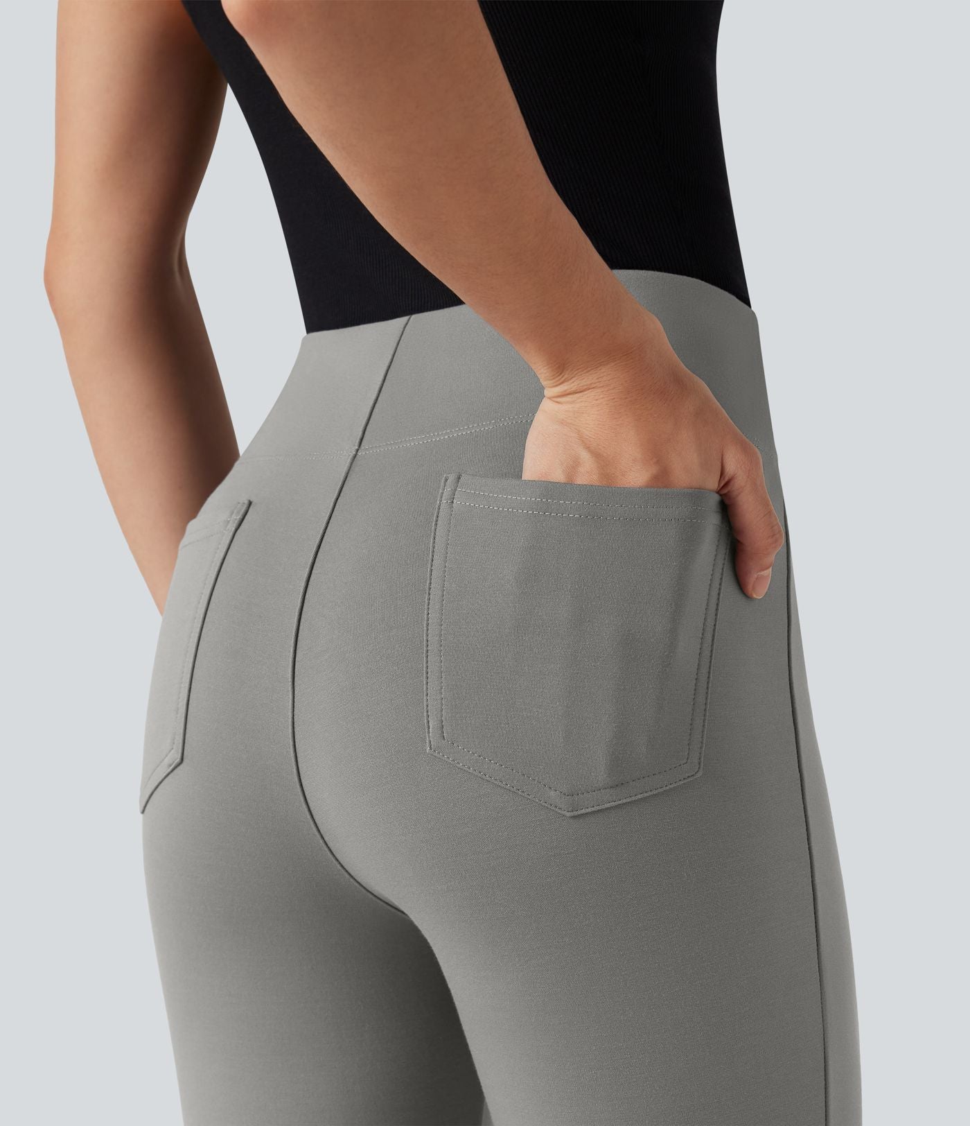 Pantalon tailleur Halara Flex™ évasé court, taille haute, à poches