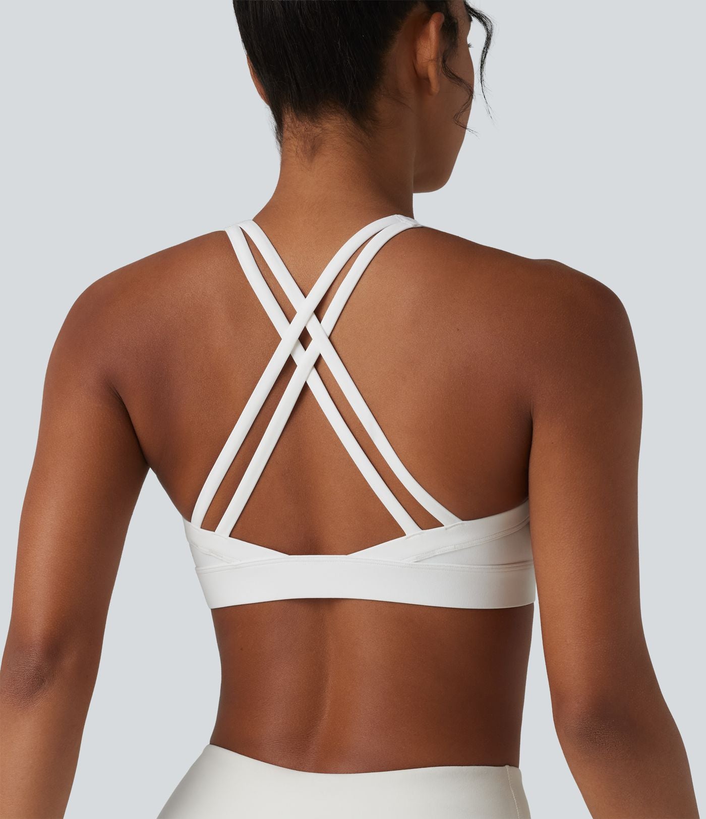 Brassière de sport de yoga froncée soutien-gorge intégré maintien léger