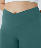 Softlyzero™ Legging Capri de Yoga Grande Taille Taille Haute avec Poche et Découpe Croisée