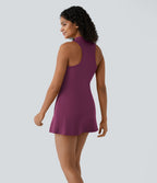 Robe de Tennis Mini Sport 2 Pièces avec Fermeture Éclair Dos Nageur et Poches Latérales Fendues