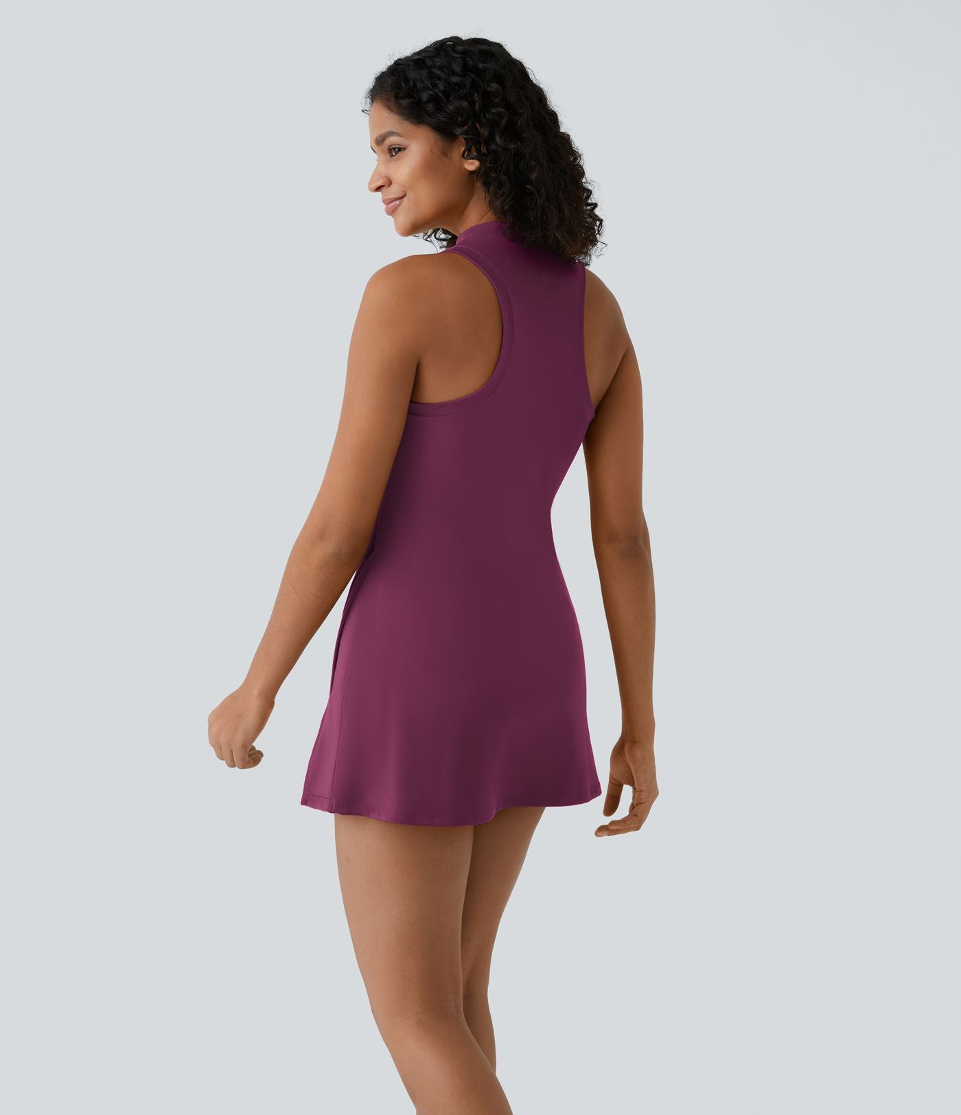 Robe de Tennis Mini Sport 2 Pièces avec Fermeture Éclair Dos Nageur et Poches Latérales Fendues