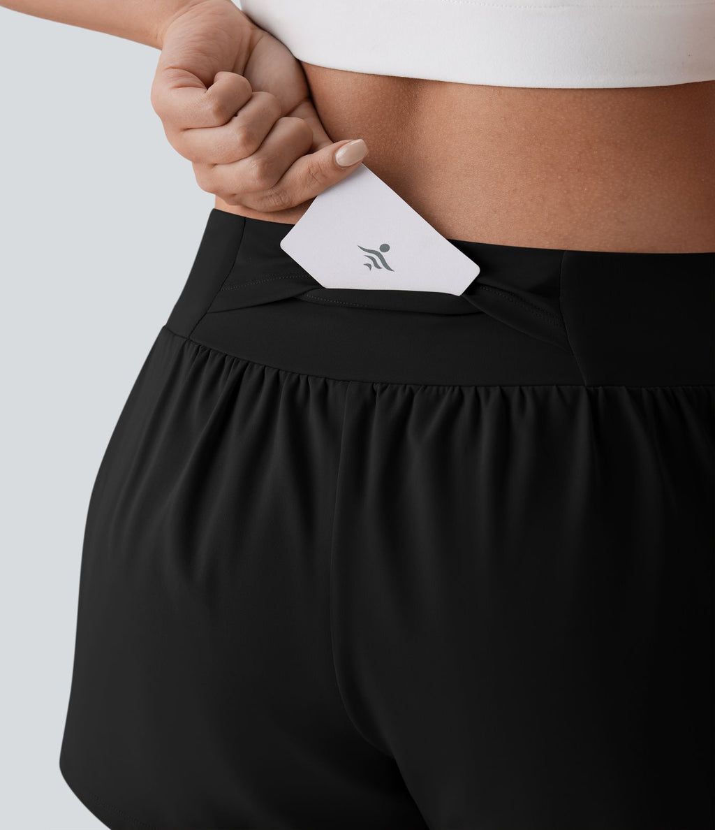 Short de yoga 2-en-1 SoftlyZero™ Airy à taille basse, cordon de serrage intérieur, poche dorsale et poche latérale dissimulée effet frais InstantCool