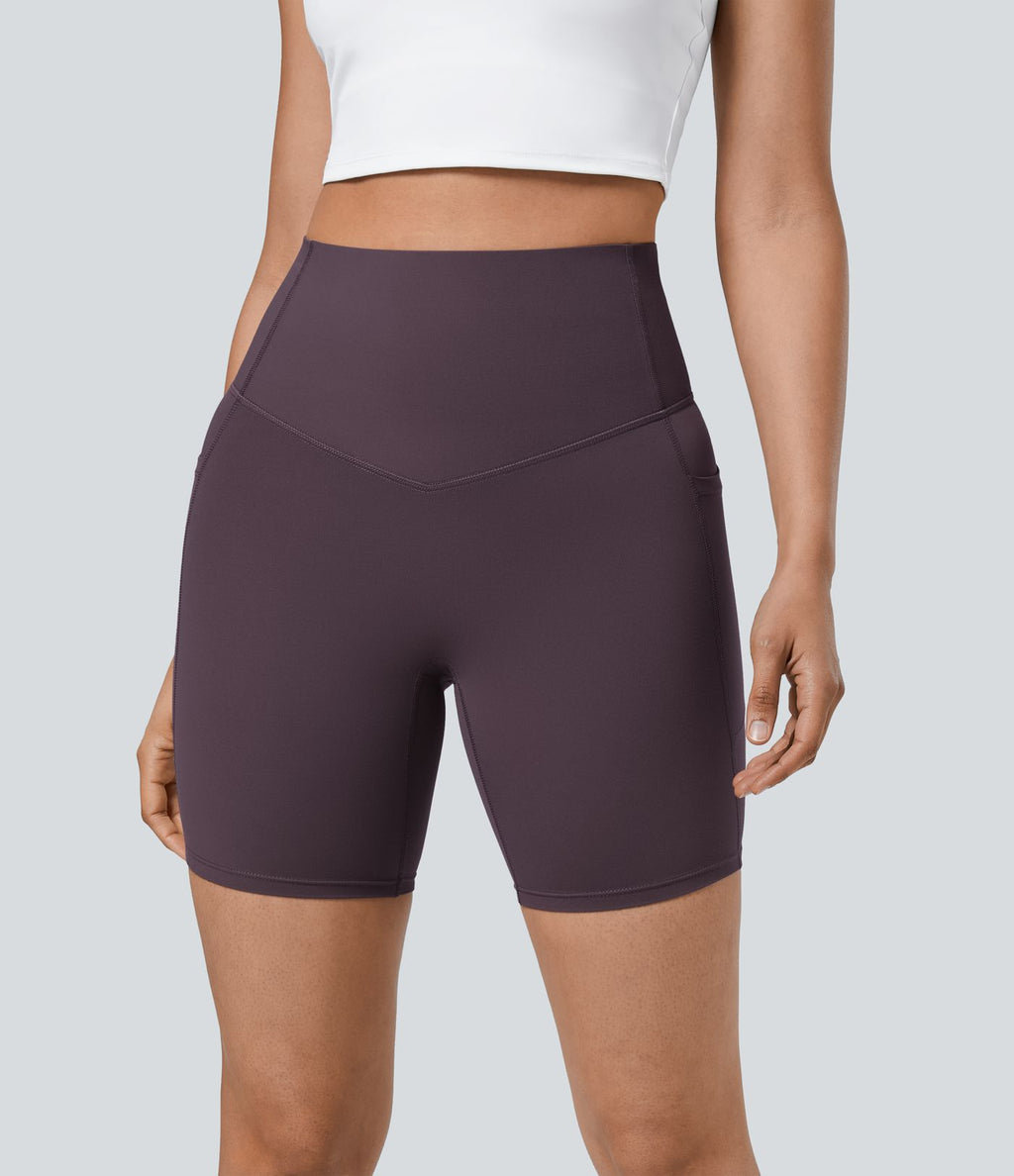 Short cycliste 17,5 cm d'entraînement gainant taille haute avec poches Halara UltraSculpt™