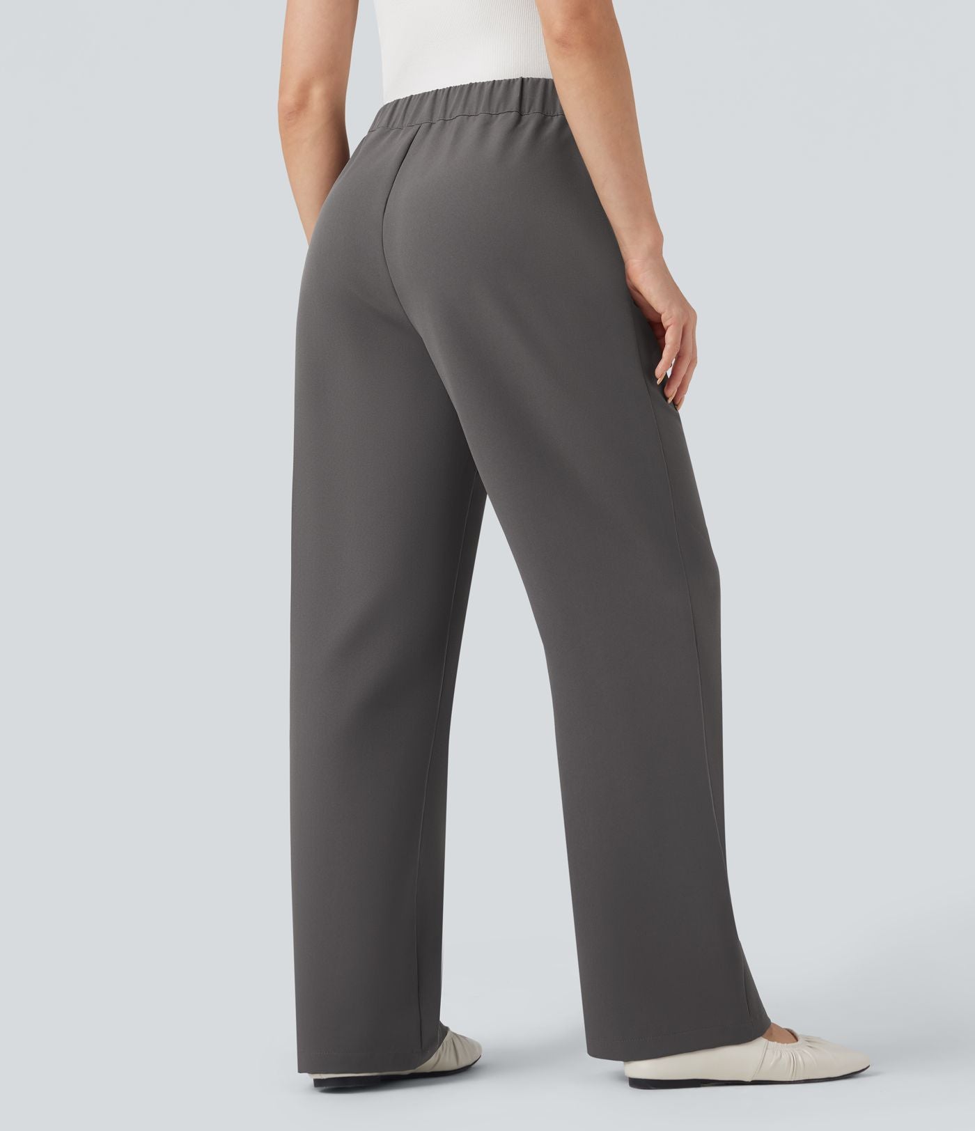 Pantalon tailleur droit taille haute avec poches