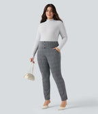 Pantalon tailleur skinny Halara Flex™ grande taille taille haute pied-de-poule à carreaux avec poches