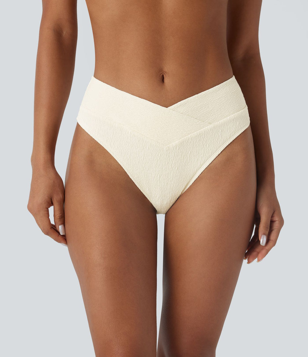 Bas de maillot de bain bikini texturé croisé