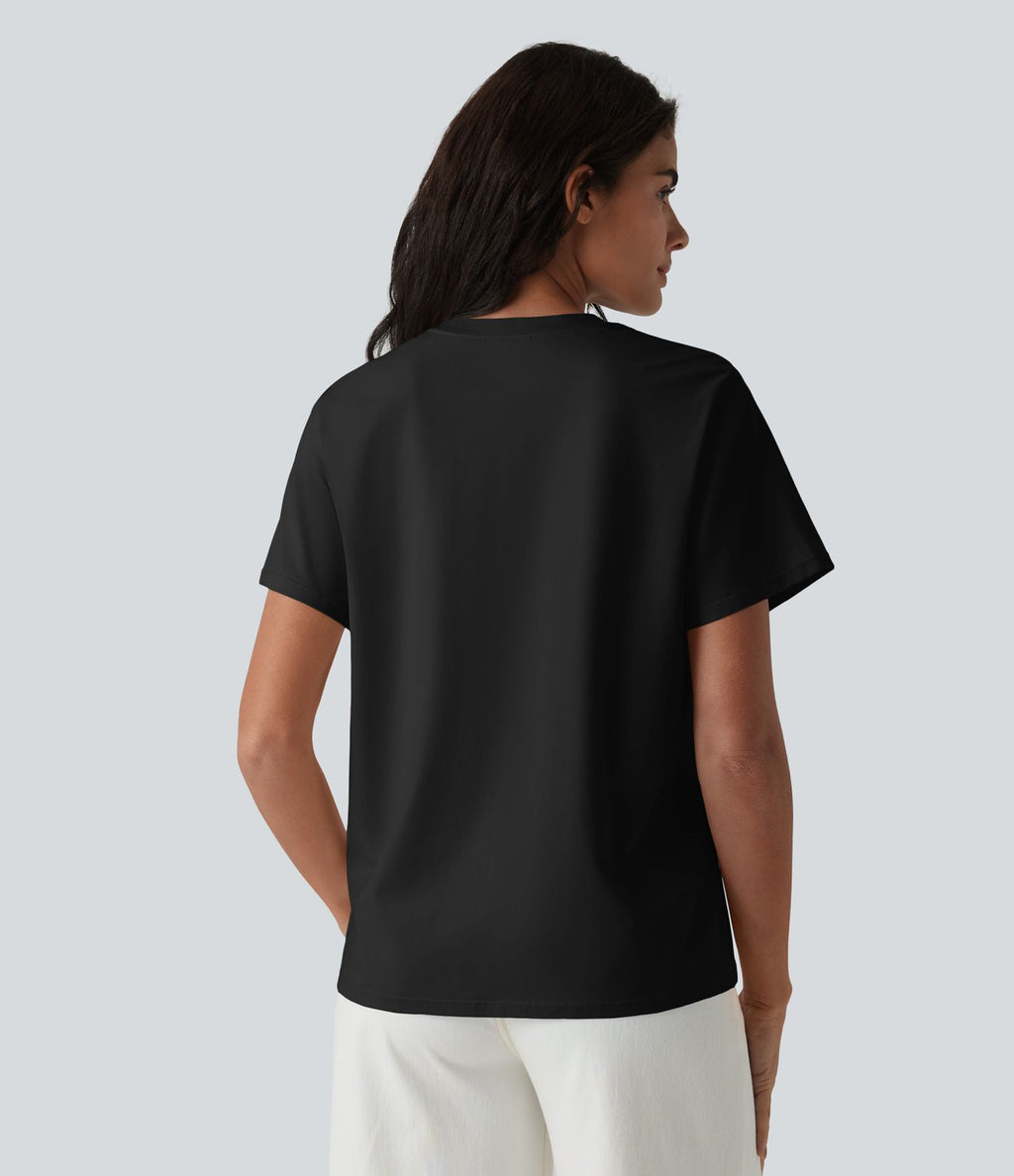 T-shirt casual col rond manches courtes en coton