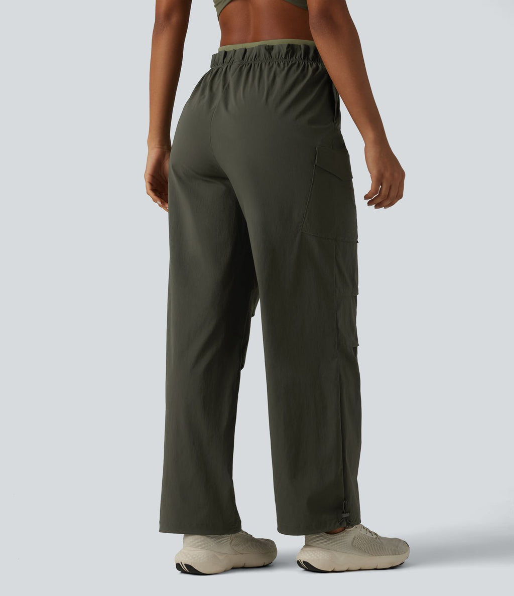 Jogging cargo ample de randonnée taille haute avec poches