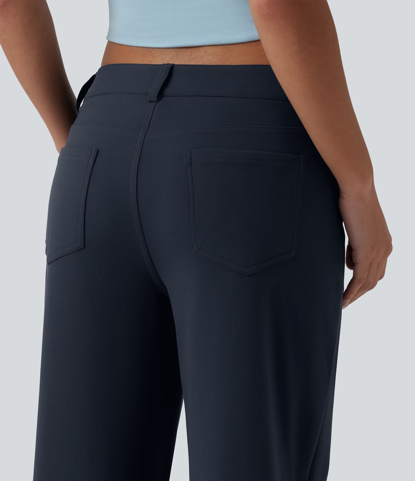 Pantalon décontracté DayStretch taille basse asymétrique coupe droite avec poches