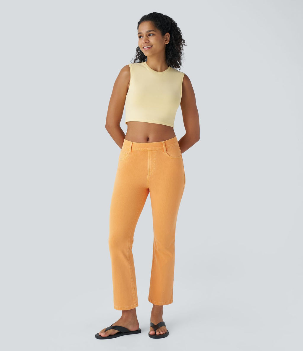 Jean bootcut 7/8 décontracté coloré à poches taille haute Halara Flex™