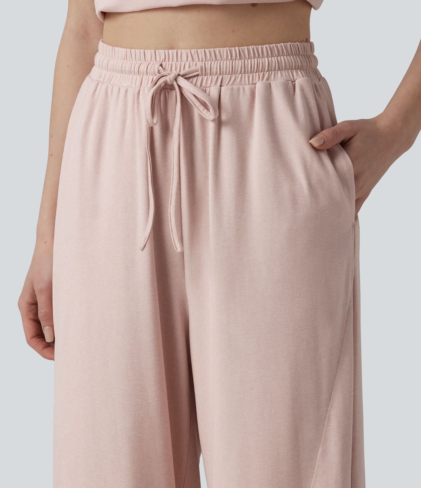 Pantalon de détente ample taille haute avec cordon de serrage et poches