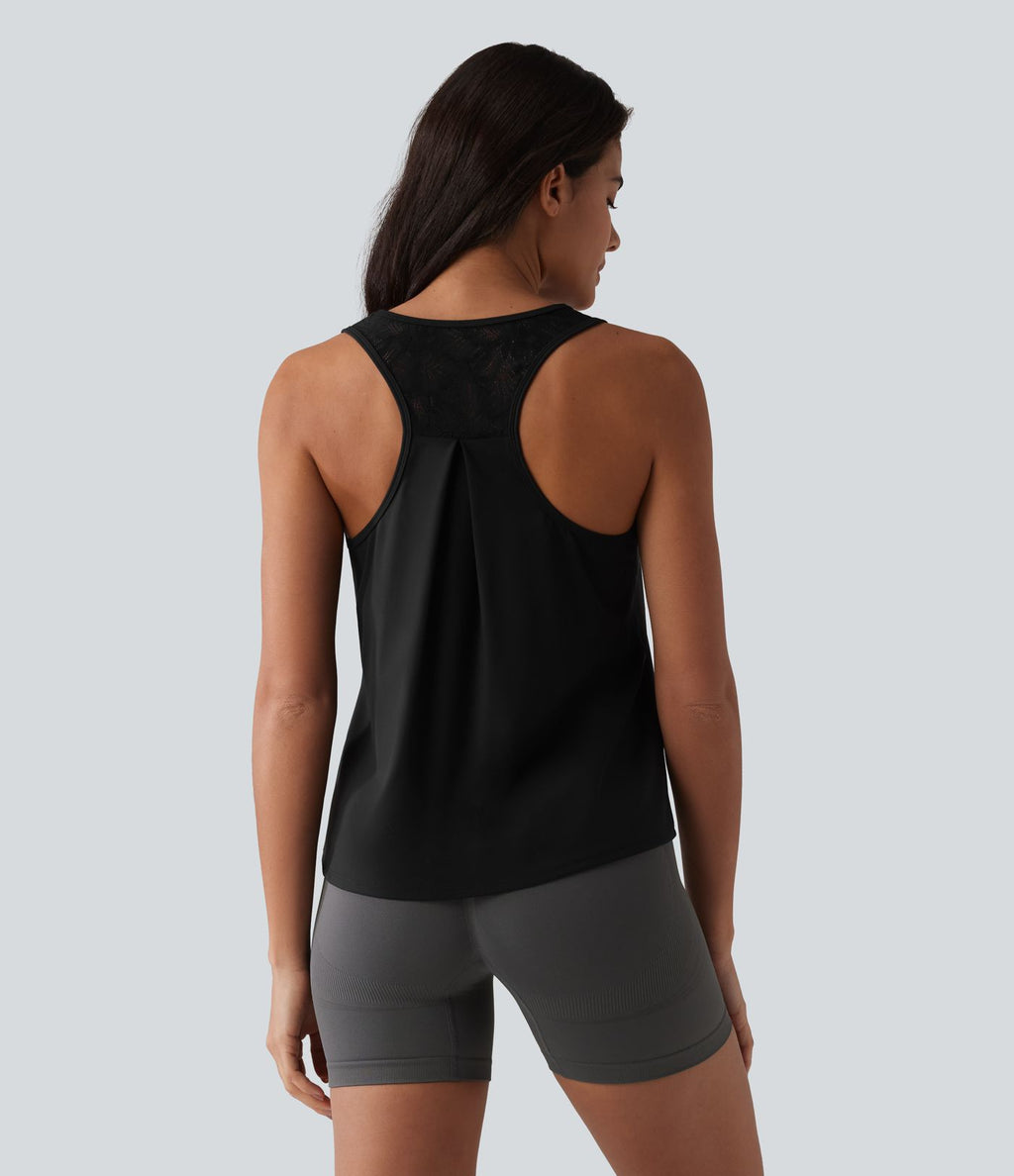 Débardeur de sport dos nageur SoftlyZero™ Airy avec dentelle contrastante effet frais InstantCool, protection solaire UPF50+