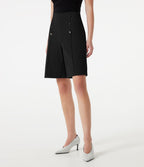 Short tailleur baggy taille haute avec boutons décoratifs et poches