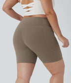 Short cycliste 17,5 cm d'entraînement gainant taille haute grande taille avec poches Halara UltraSculpt™
