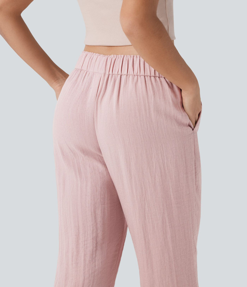 Jogging fuselé taille mi-haute à cordon avec poches