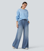 Jean jogging Halara Flex™ large évasé molleton français taille mi-haute avec poches