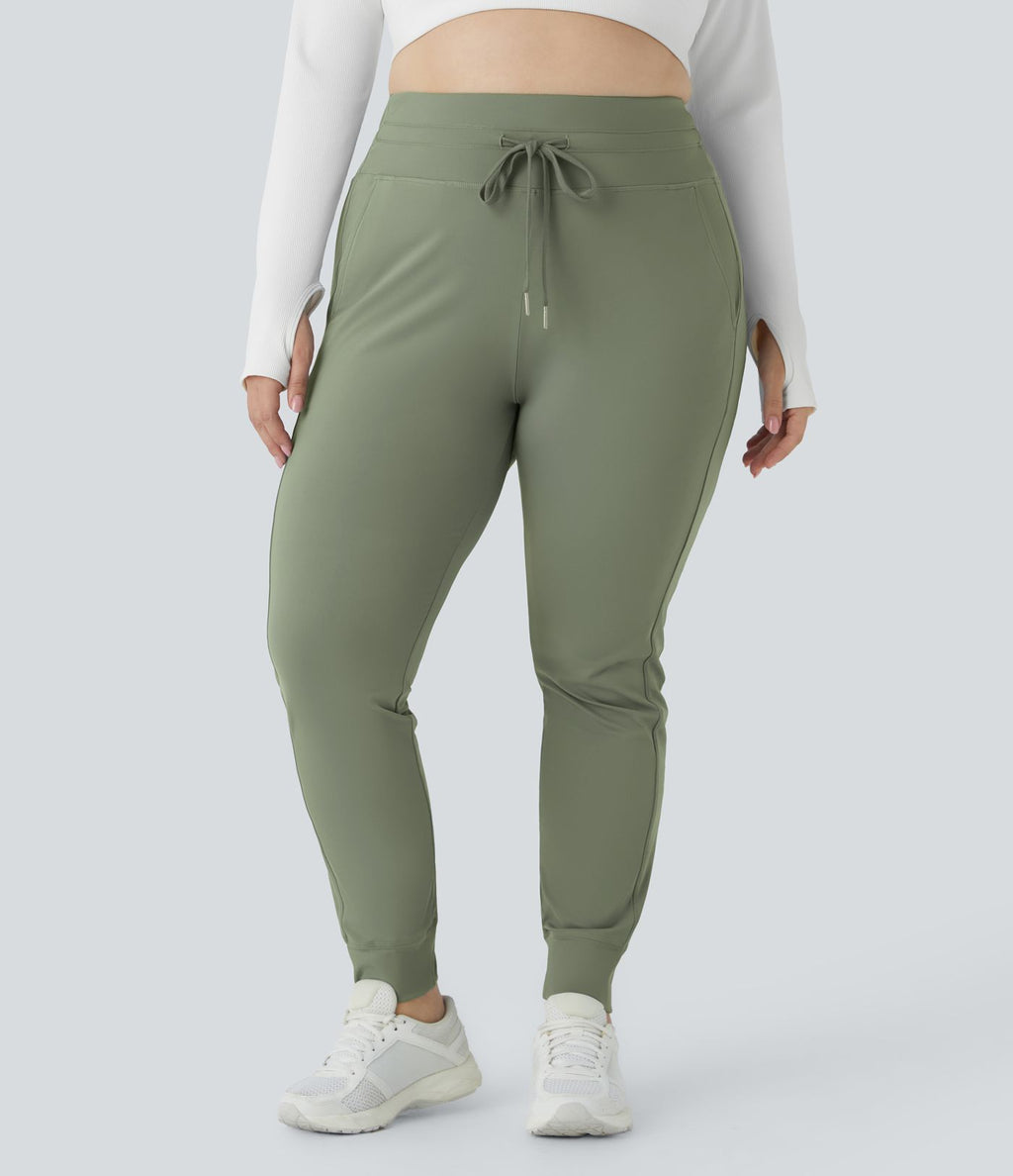 Jogging grande taille SoftlyZero™ Airy taille haute avec cordon de serrage poches latérales longueur complète effet frais InstantCool, protection solaire UPF50+