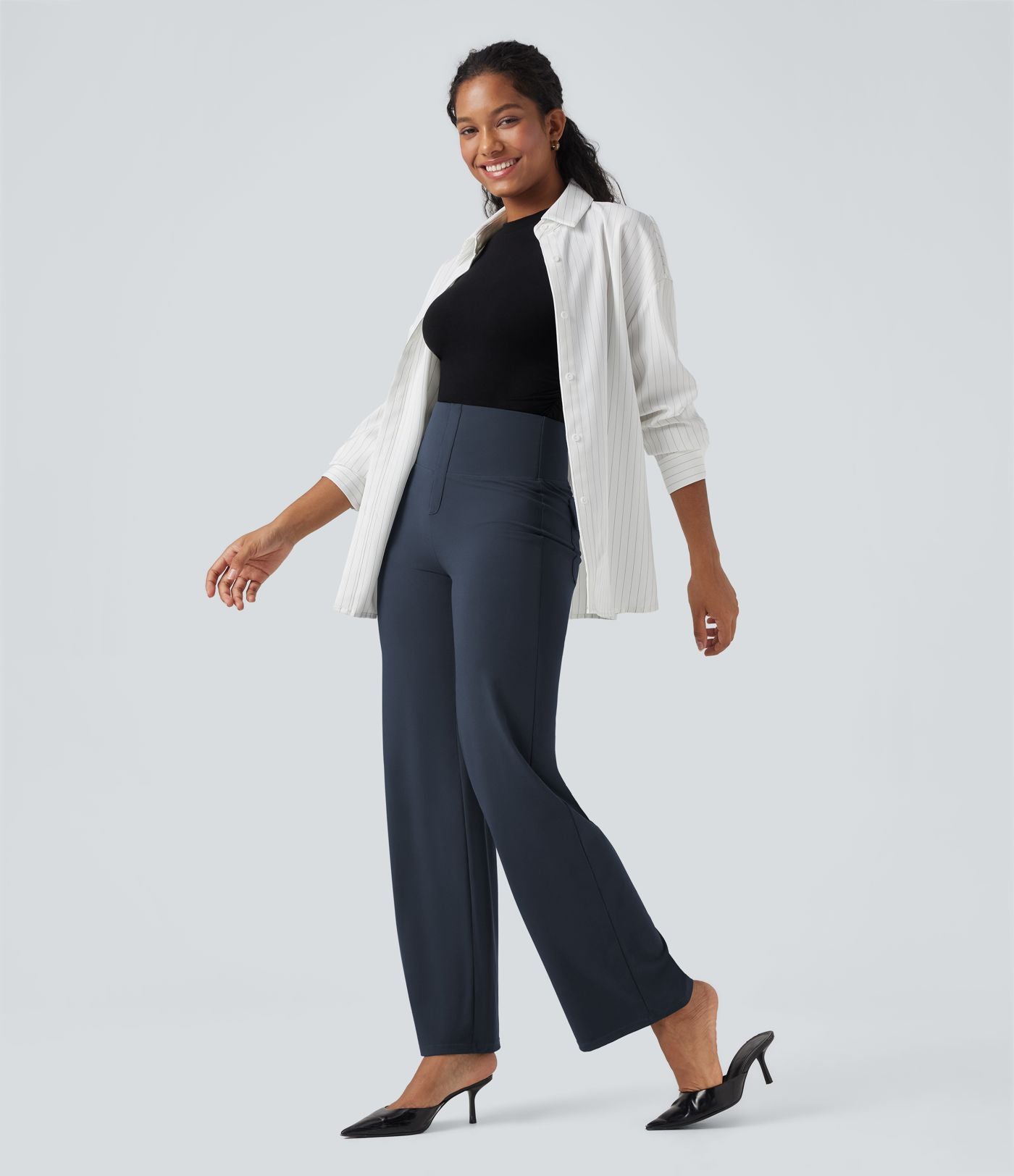 Pantalon de travail droit gainant taille haute avec poches Halara UltraSculpt™