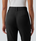 Pantalon de golf fuselé crêpe taille haute avec poches