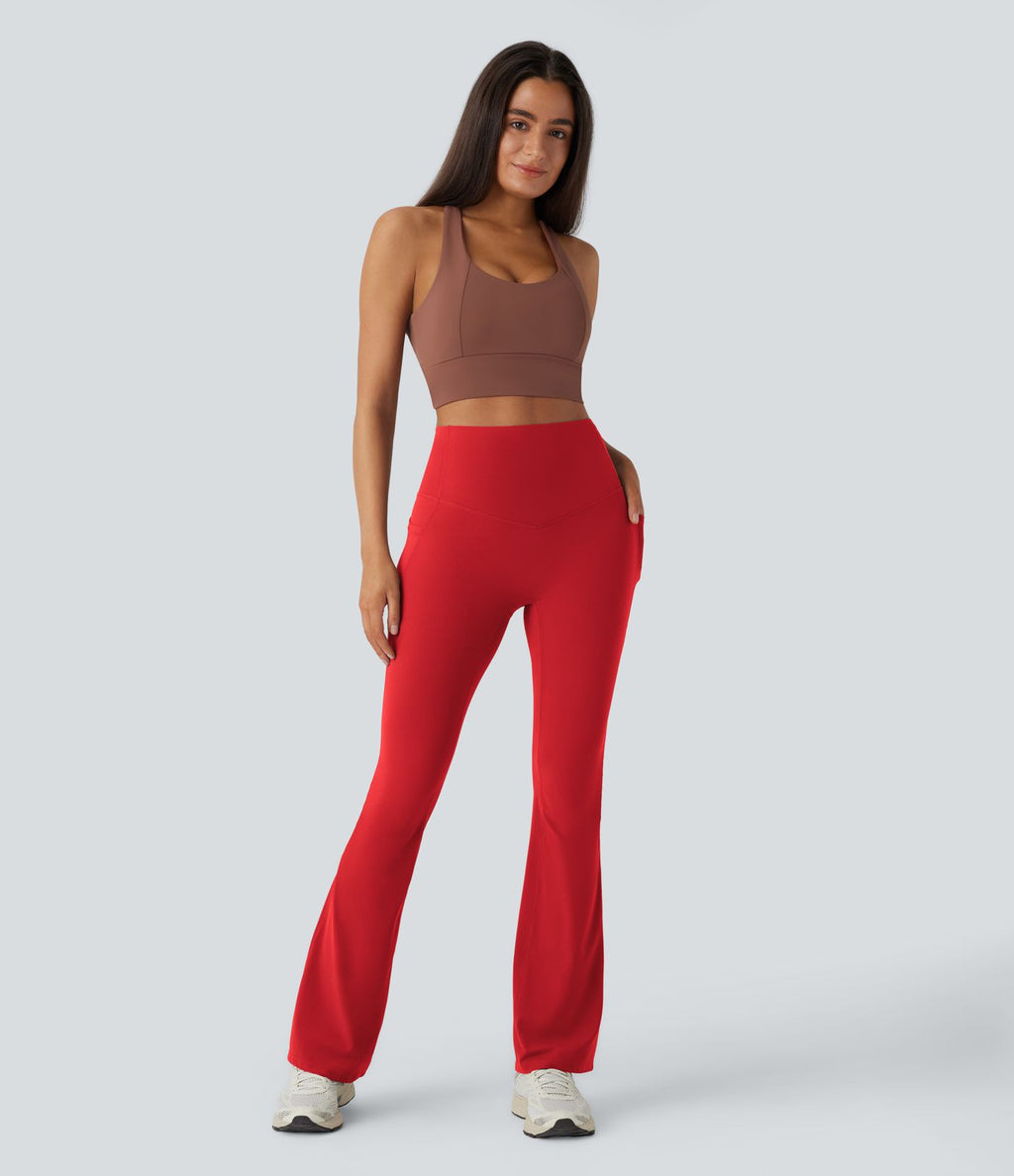 Pantalon de yoga à coupe bootcut gainant taille haute avec poches Halara UltraSculpt™