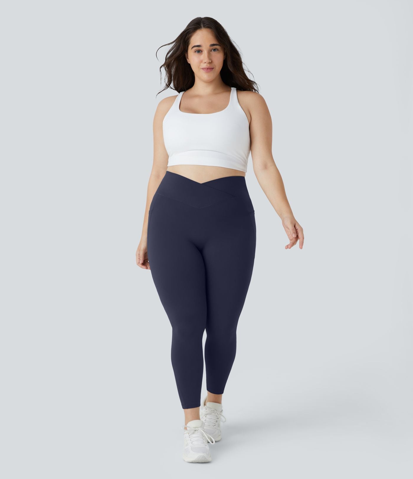 Softlyzero™ Legging Grande Taille Pleine Longueur Taille Haute Poches Latérales Croisée - UPF50+