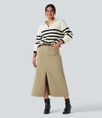 Jupe en jean colorée Halara Flex™ fendue mi-longue taille mi-haute avec poches