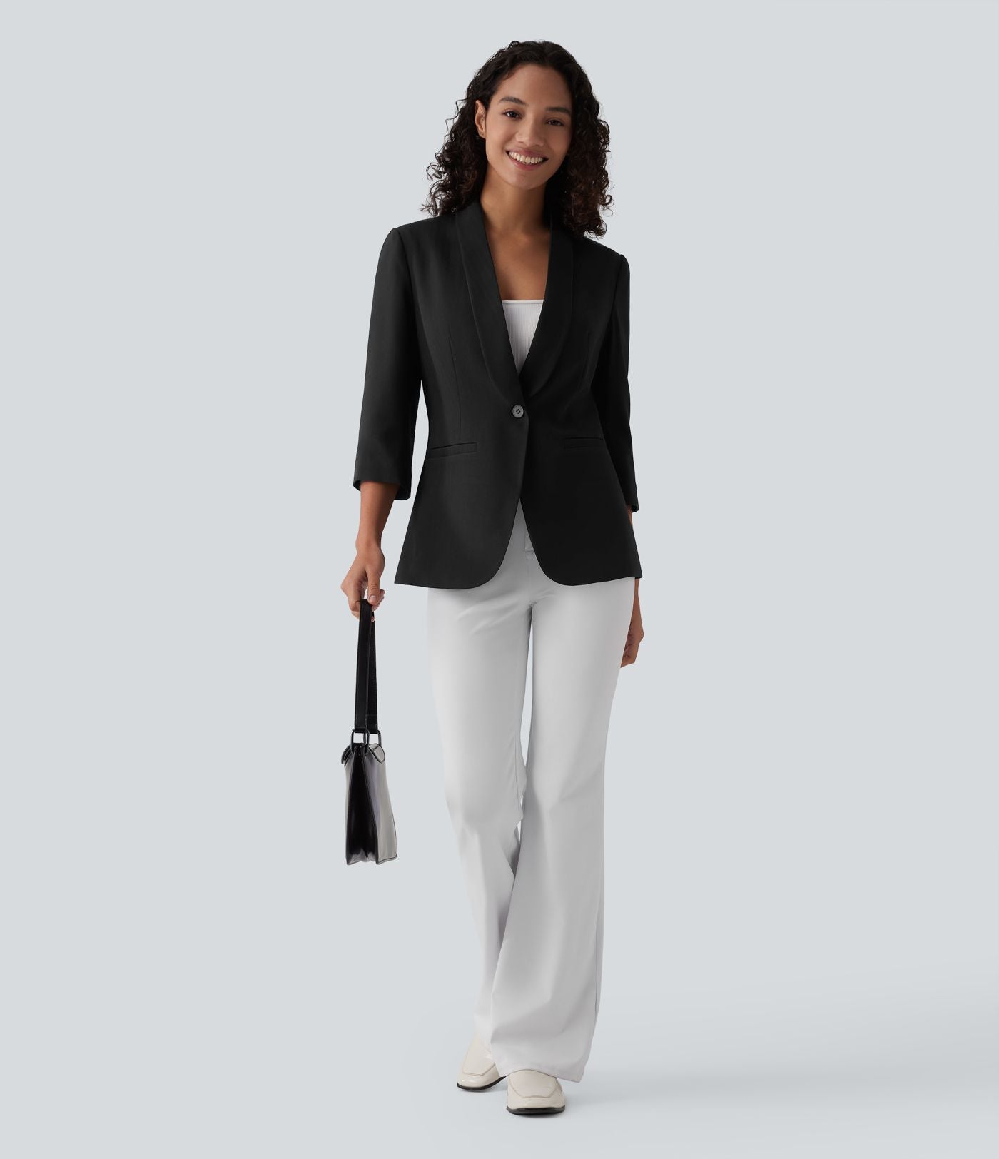 Blazer de travail col châle manches 3/4 avec poches