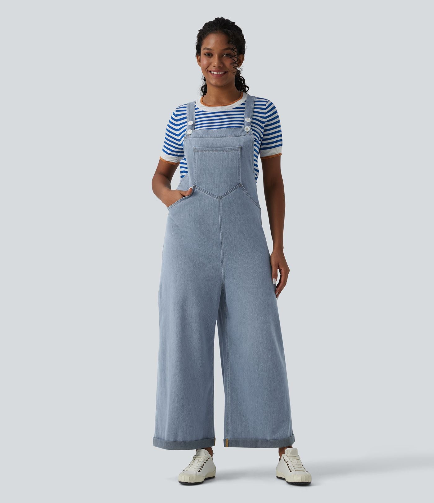 Halara Flex™ Salopette en denim coupe large avec poches