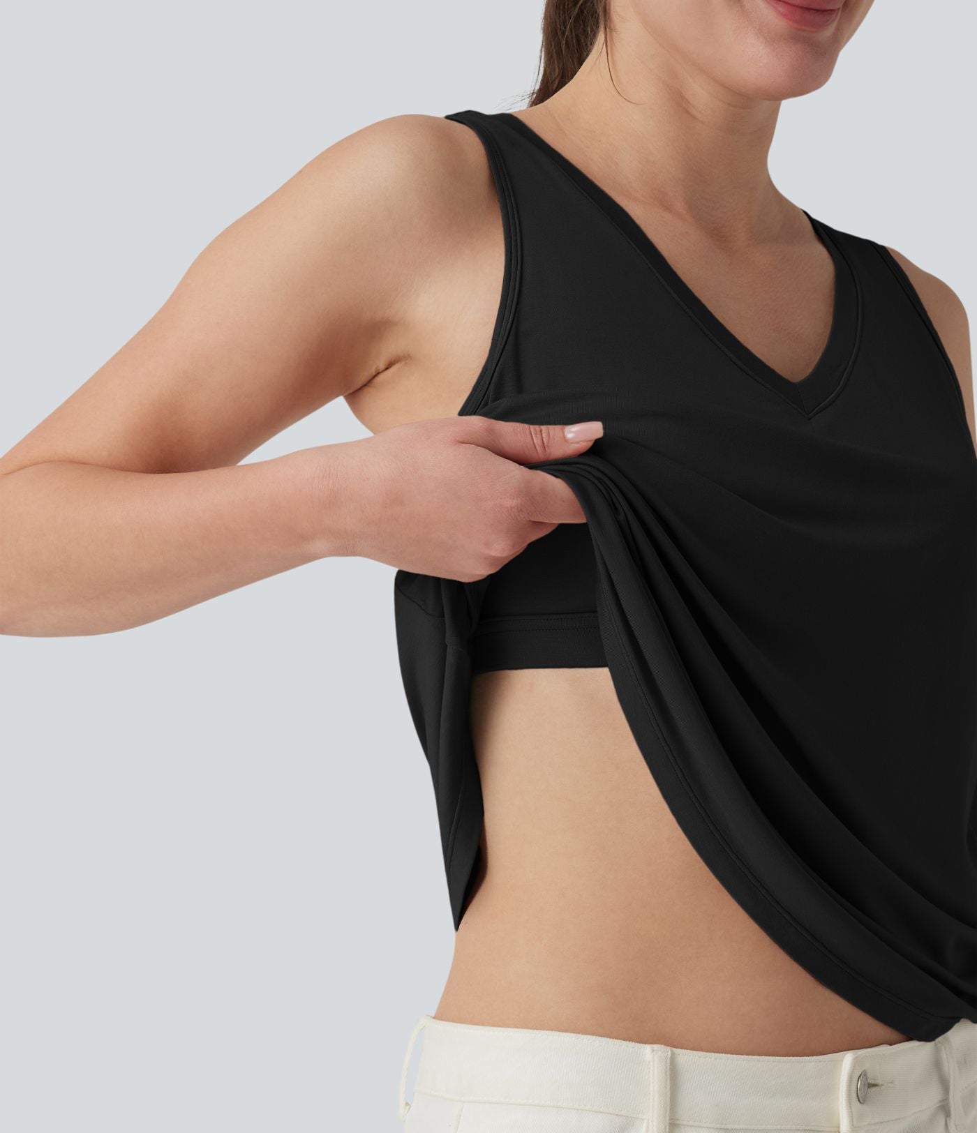 Débardeur casual ample col V avec brassière intégrée