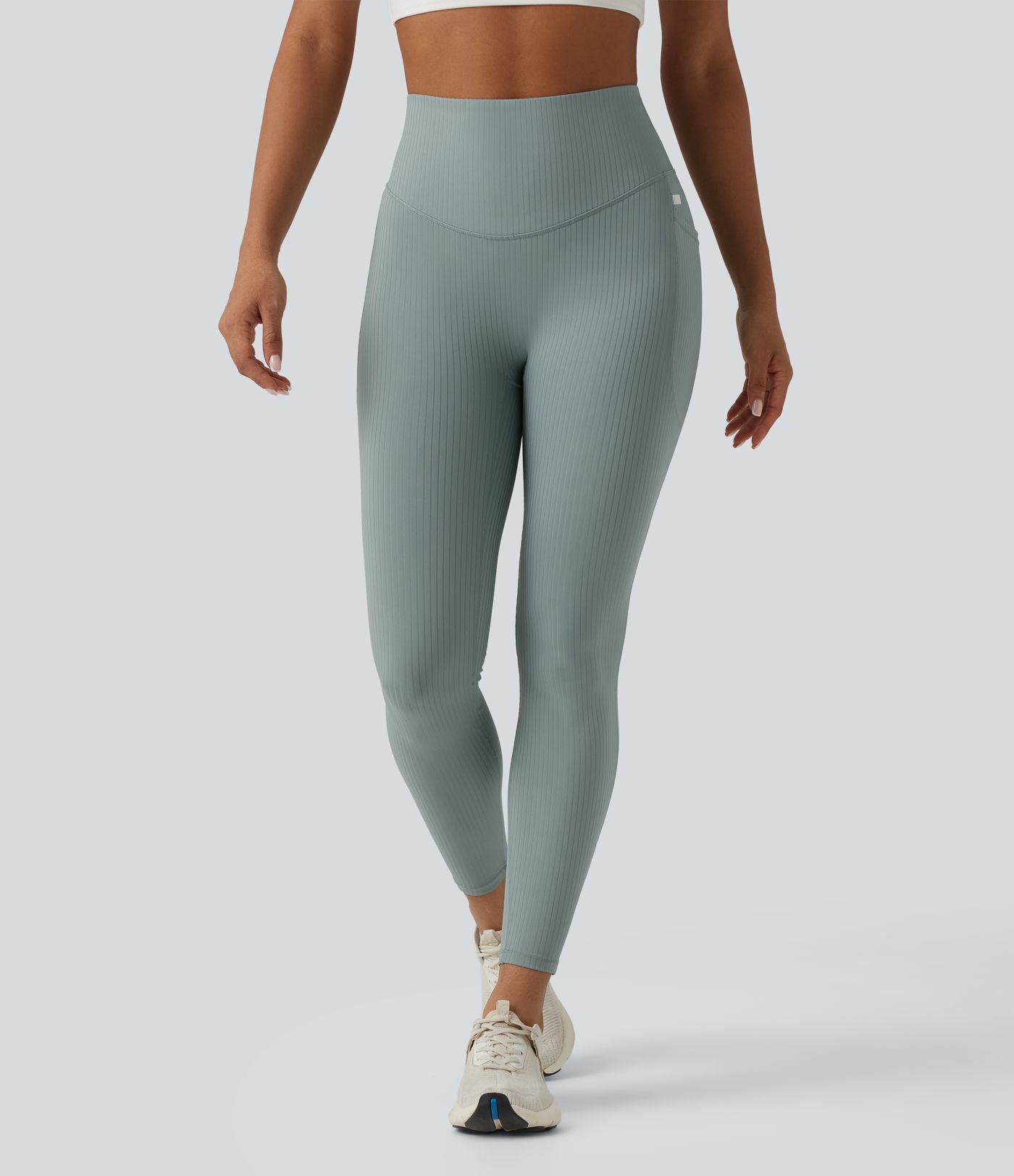 Legging taille haute gainant côtelé avec poches
