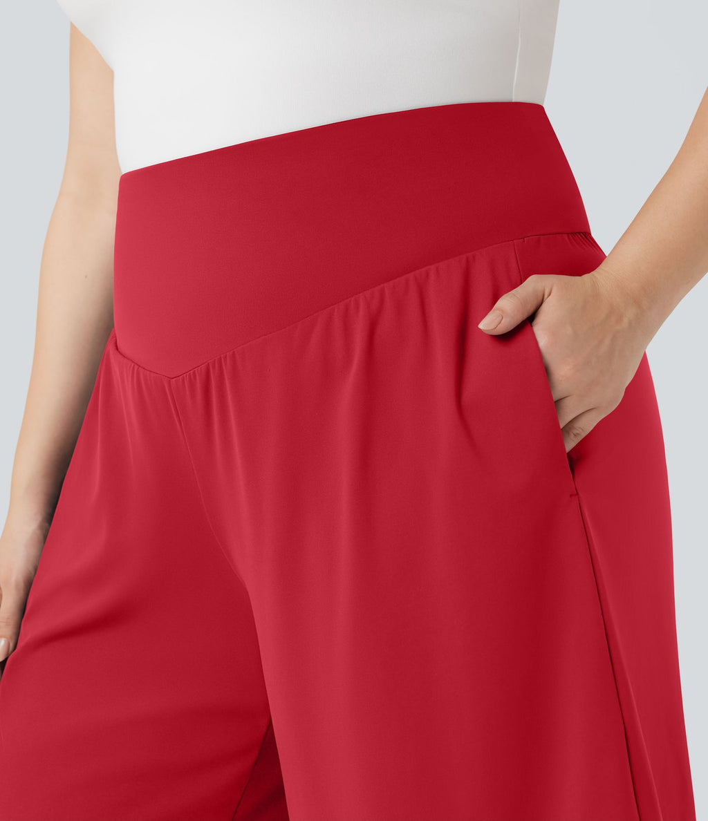 Bermuda de yoga grande taille SoftlyZero™ Airy taille haute effet frais InstantCool avec poches